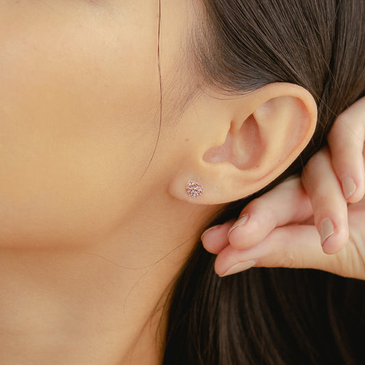 Glintz Love Lust Dainty Heart Stud Earrings in Pink