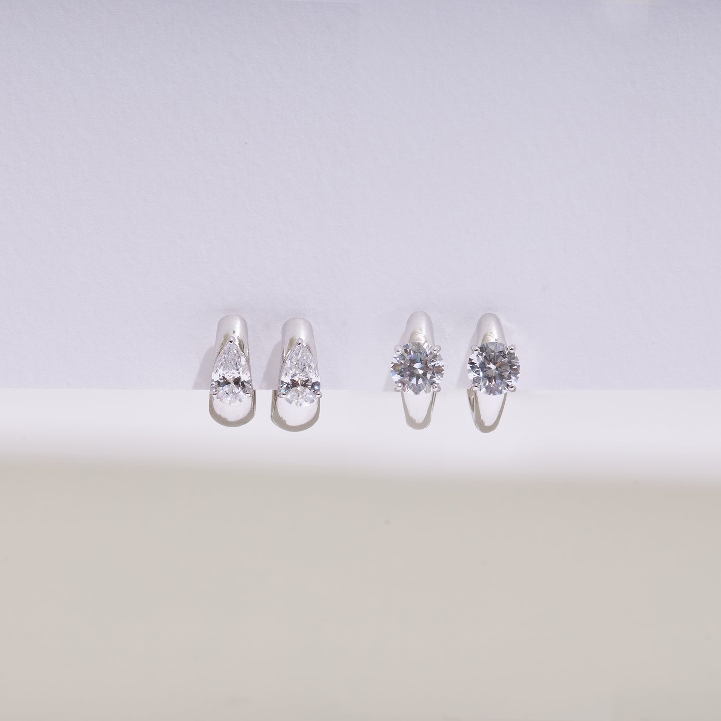 Glintz Astrid Round Drop Diamond Huggie Earrings