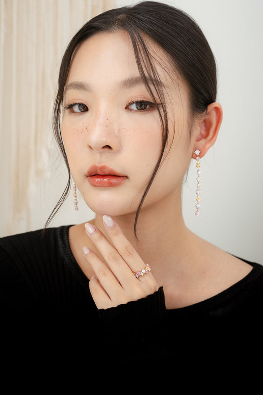 Glintz Parallogram Earrings in Pink