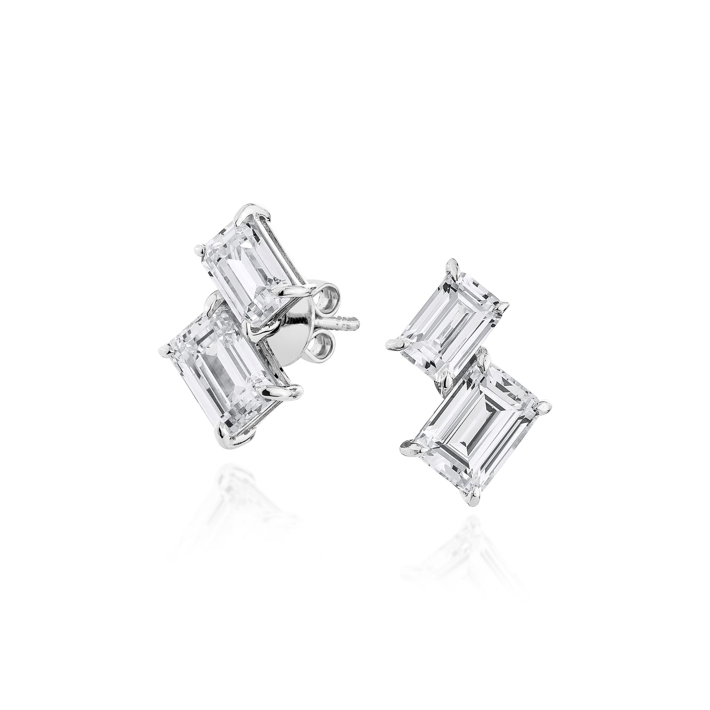 Glintz Tilda Double Emerald Cut Stud Earrings