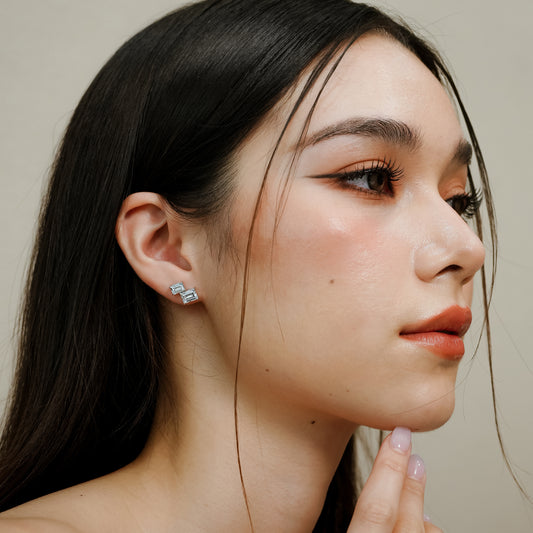 Glintz Tilda Double Emerald Cut Stud Earrings