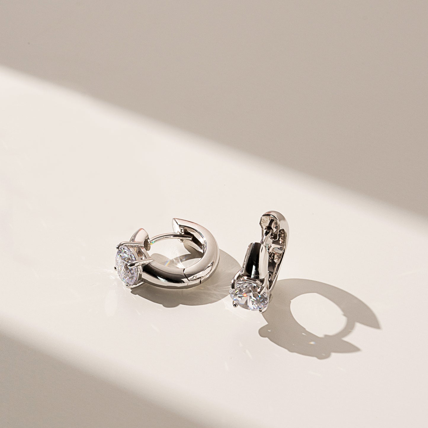 Glintz Astrid Round Drop Diamond Huggie Earrings