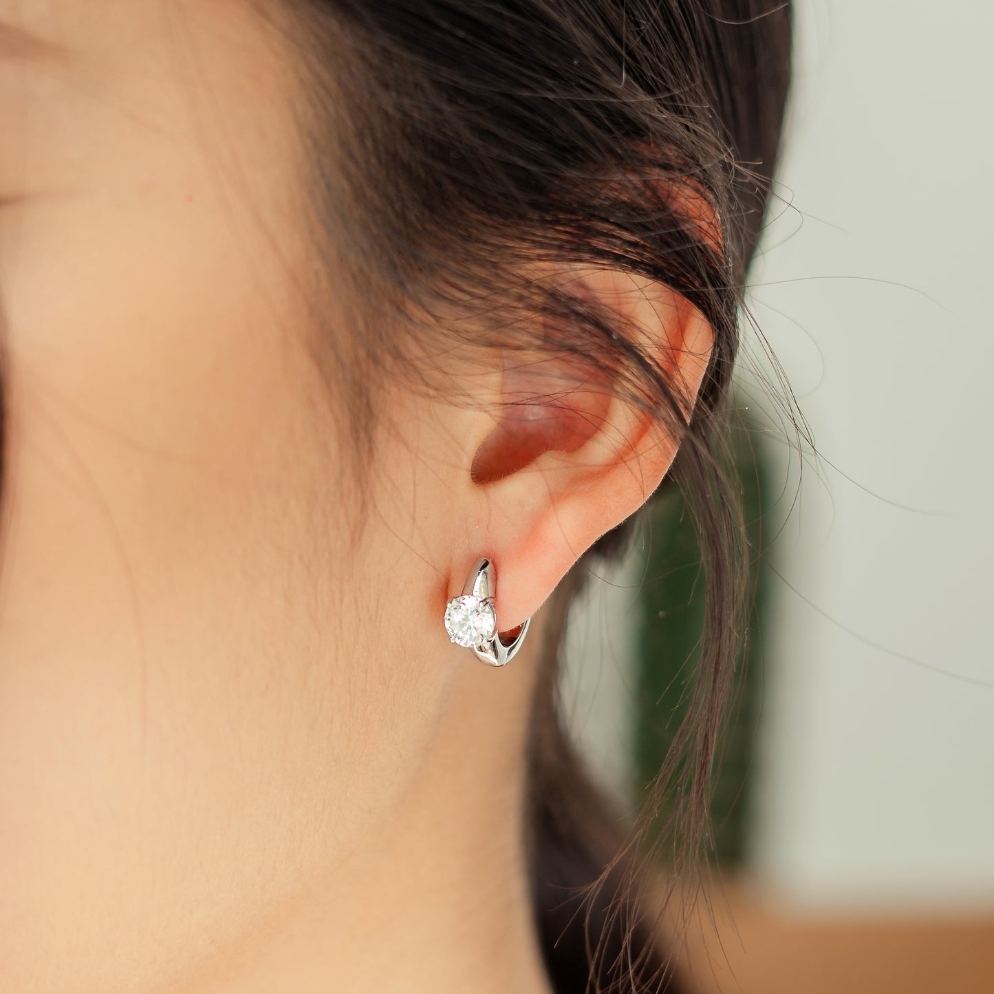 Glintz Astrid Round Drop Diamond Huggie Earrings