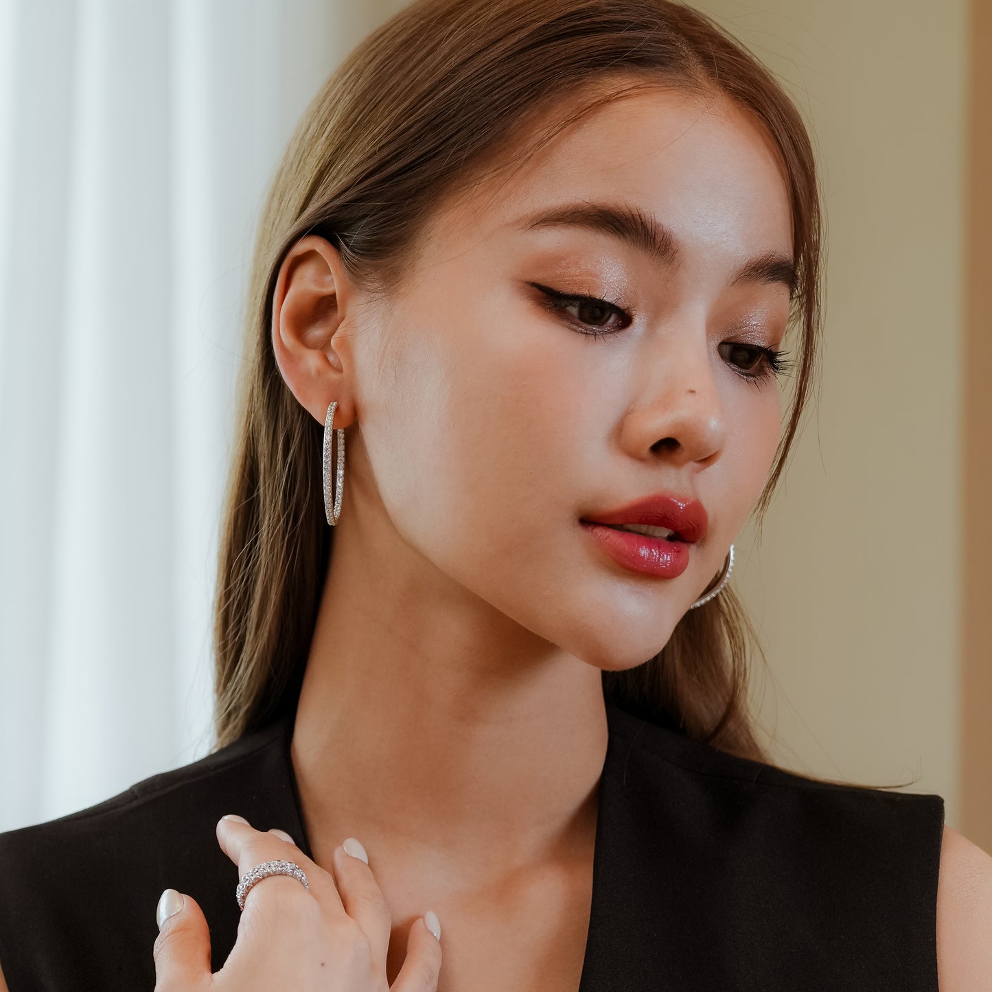 Glintz Sweetheart 3.5cm Round Hoop Earrings