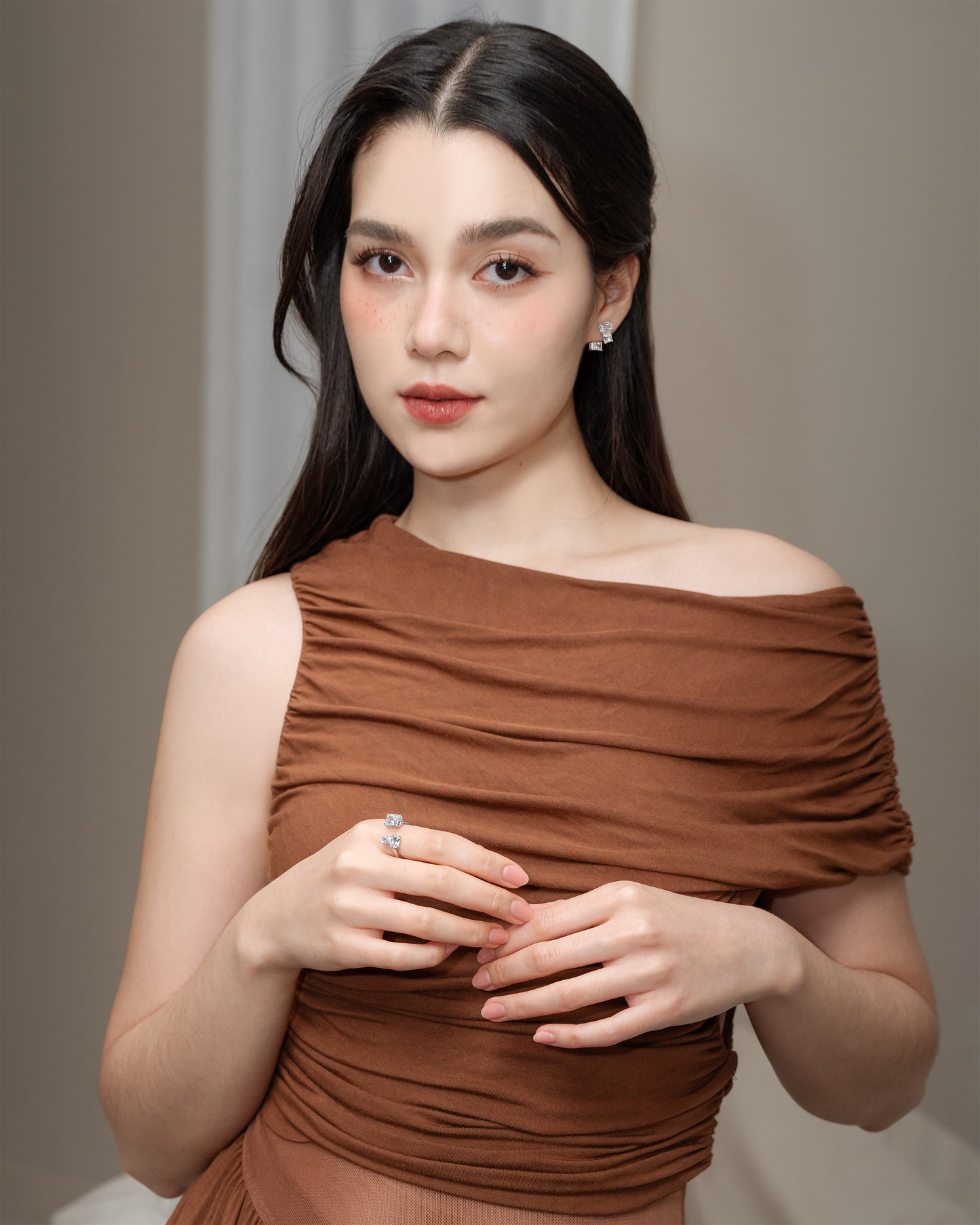 Glintz Geometric Grace Emerald Cut Ear Climber