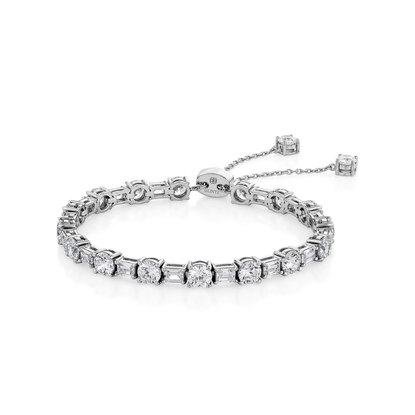 Glintz Stardust Shine Pull Bracelet Brilliant and Baguette Cut Large
