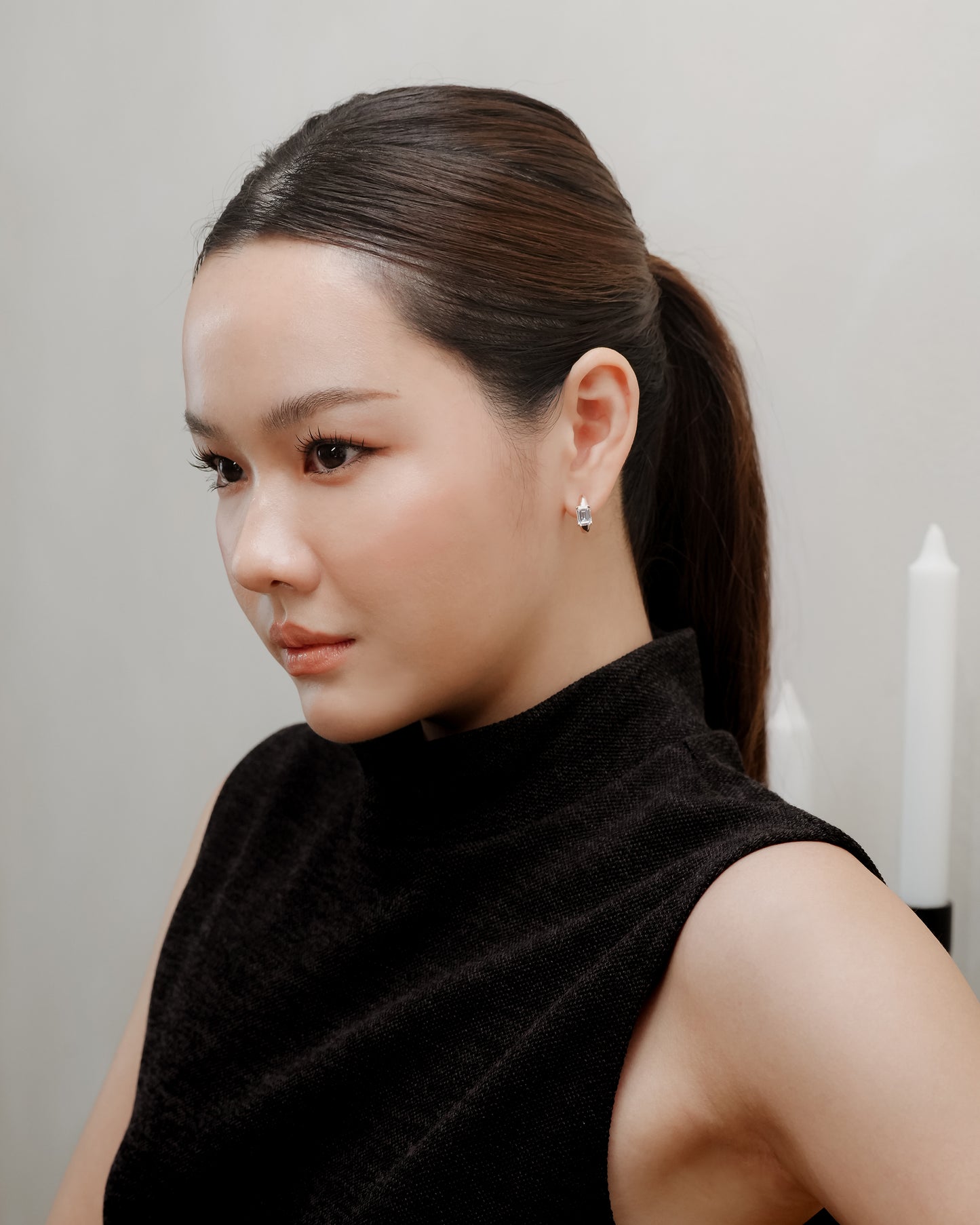 Glintz Astrid Step Cut Huggies Earrings