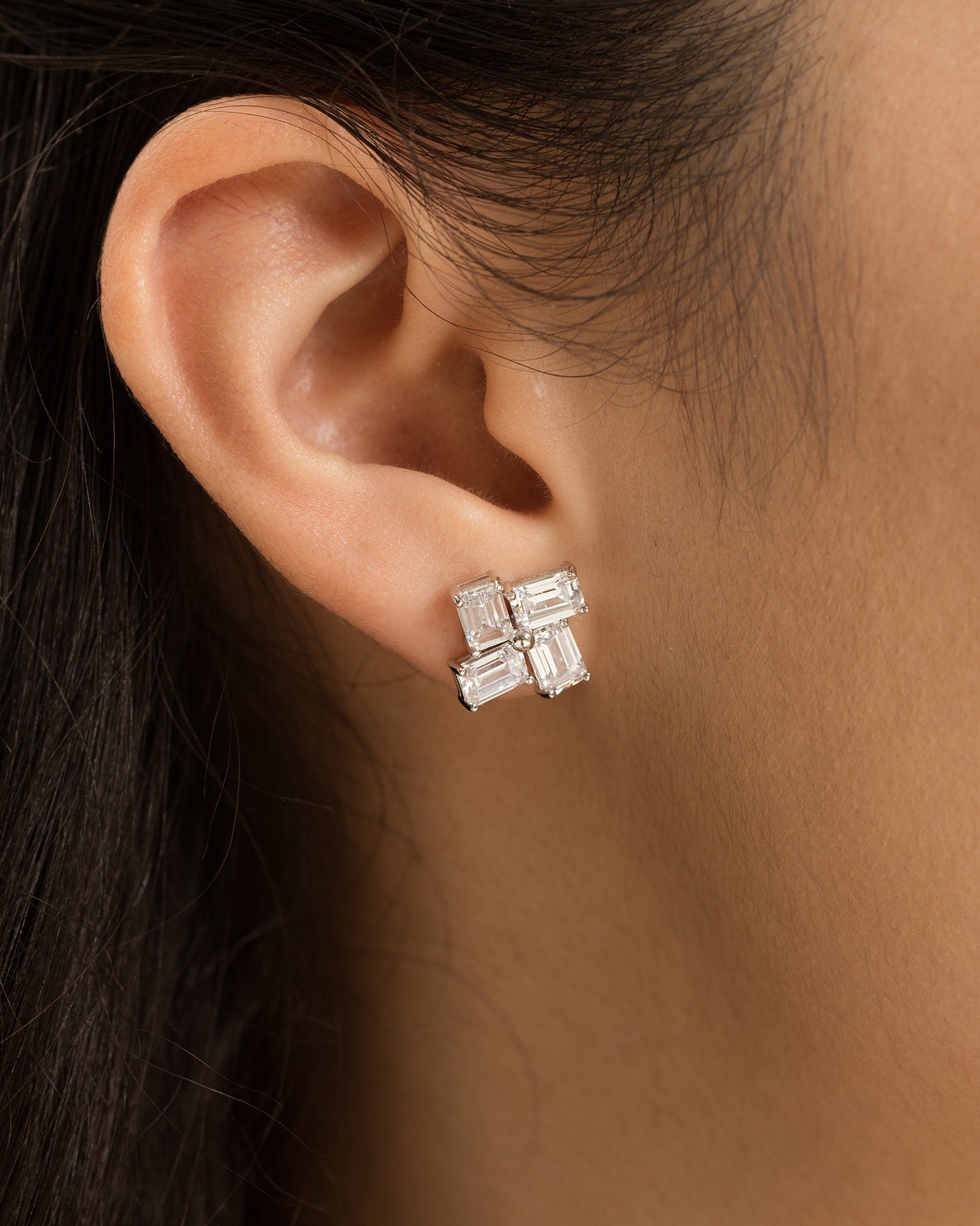 Glintz Geometric Grace Emerald Cut Stud Earrings