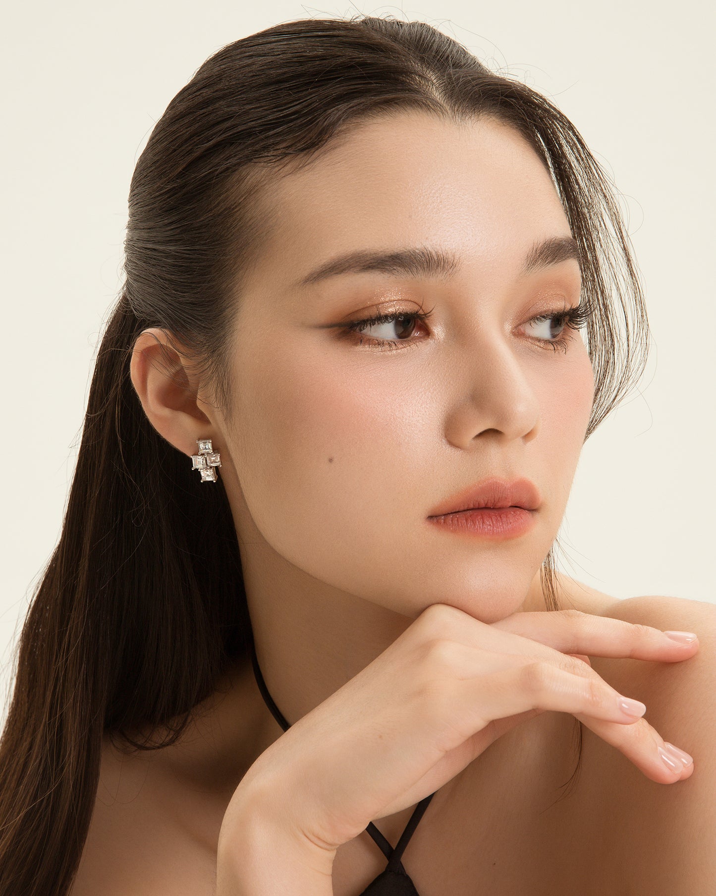 Glintz Geometric Grace Princess Cut Stud Earrings