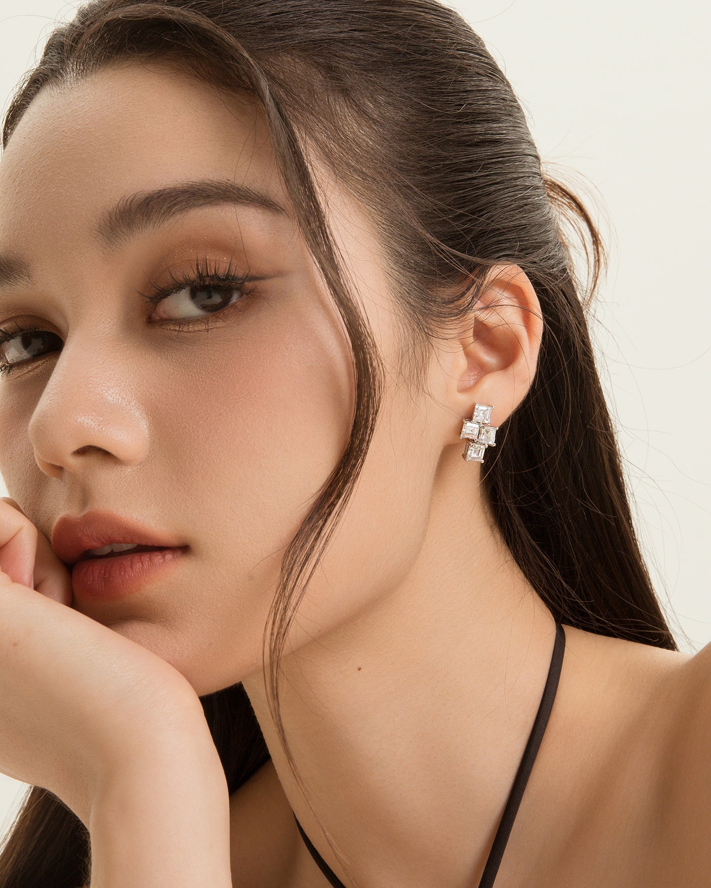 Glintz Geometric Grace Princess Cut Stud Earrings