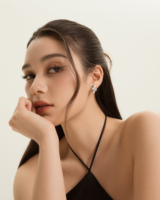 Glintz Geometric Grace Princess Cut Stud Earrings