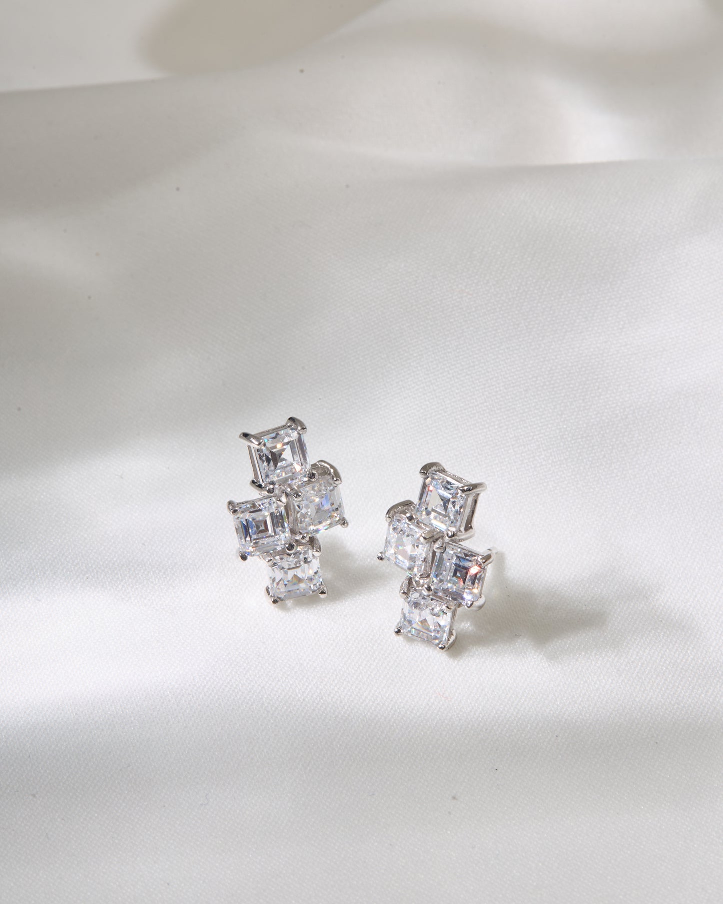 Glintz Geometric Grace Princess Cut Stud Earrings