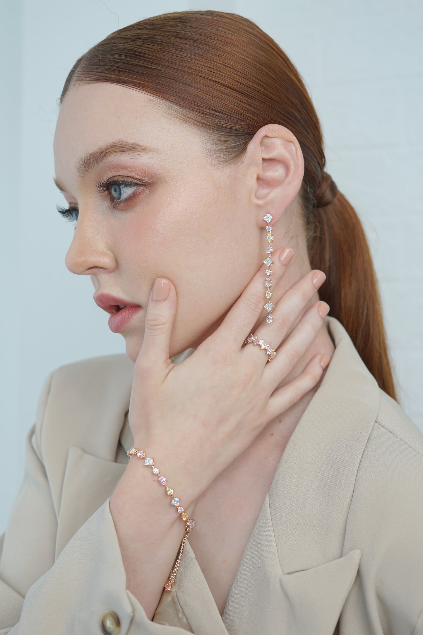 Glintz Parallogram Ring in Pink