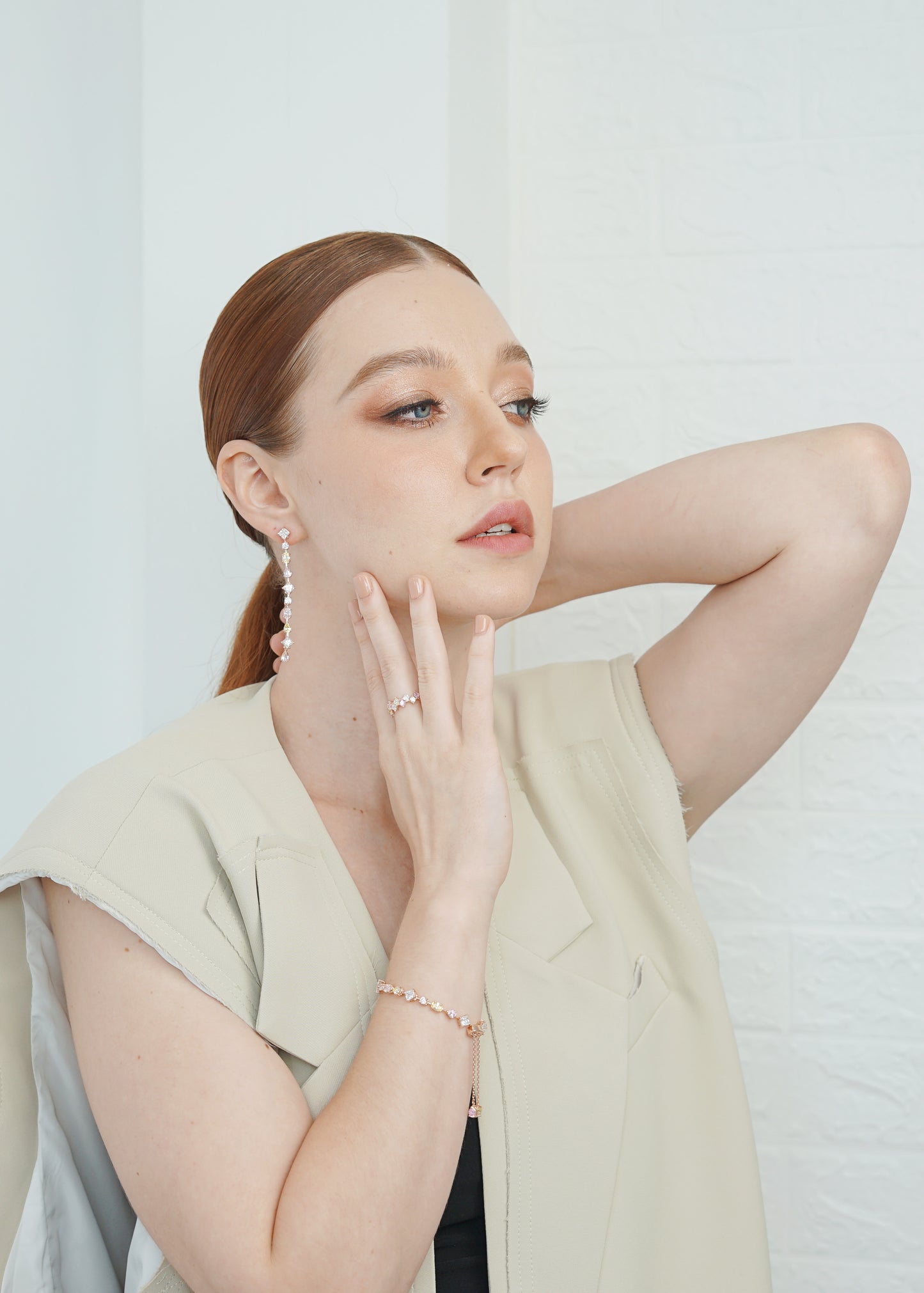 Glintz Parallogram Earrings in Pink