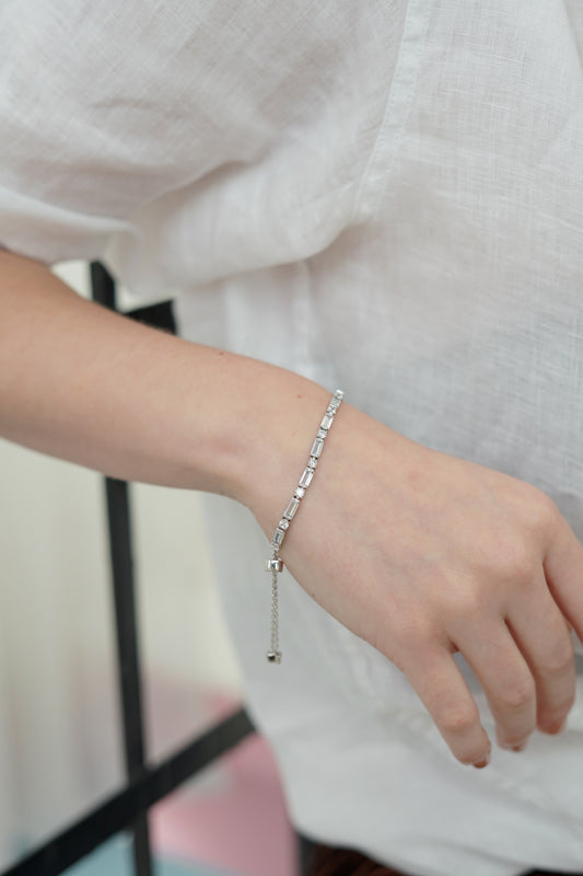 Glintz Stardust Shine Pull Bracelet Brilliant and Baguette Cut Small