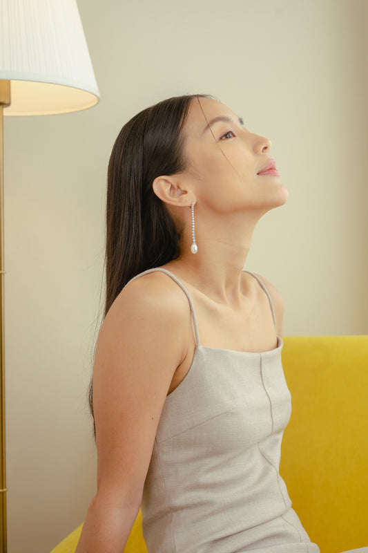 Glintz Pearl De'Fancy Long Drop Fresh Water Pearl Earrings