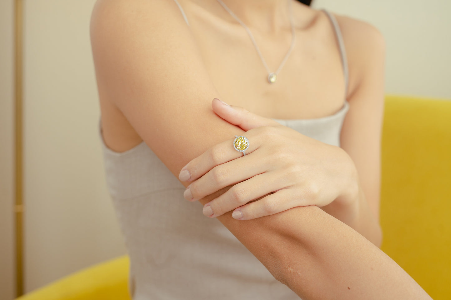 Glintz Classic Halo Setting Ring 12mm in Canary Cz.