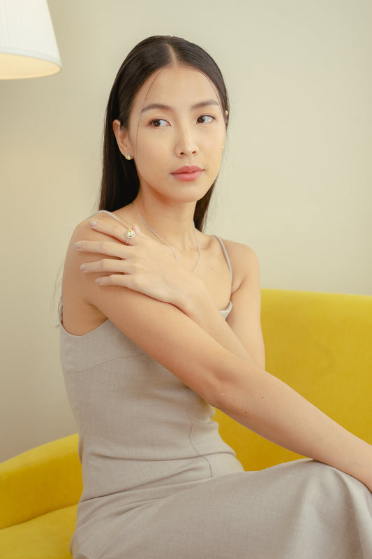 Glintz Classic Halo Setting Ring 12mm in Canary Cz.