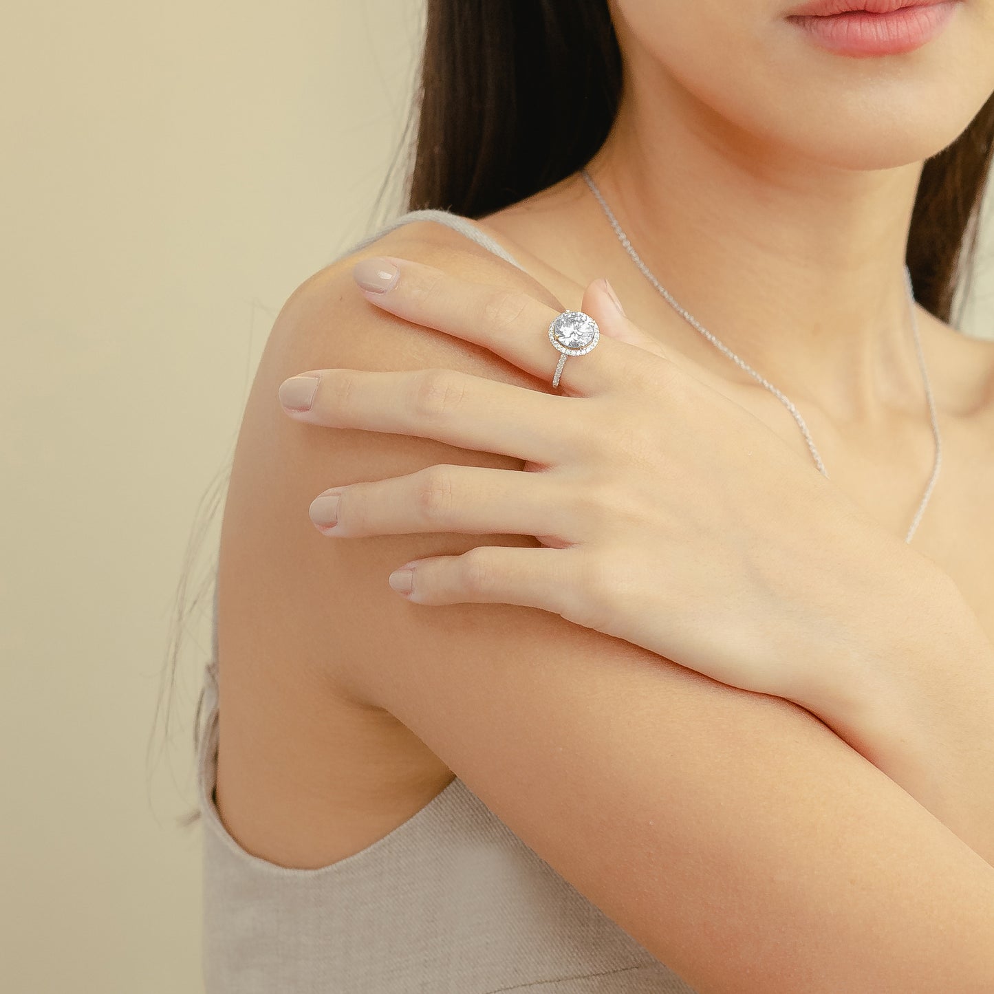 Glintz Classic Halo Setting Ring 12mm in WhiteCz.