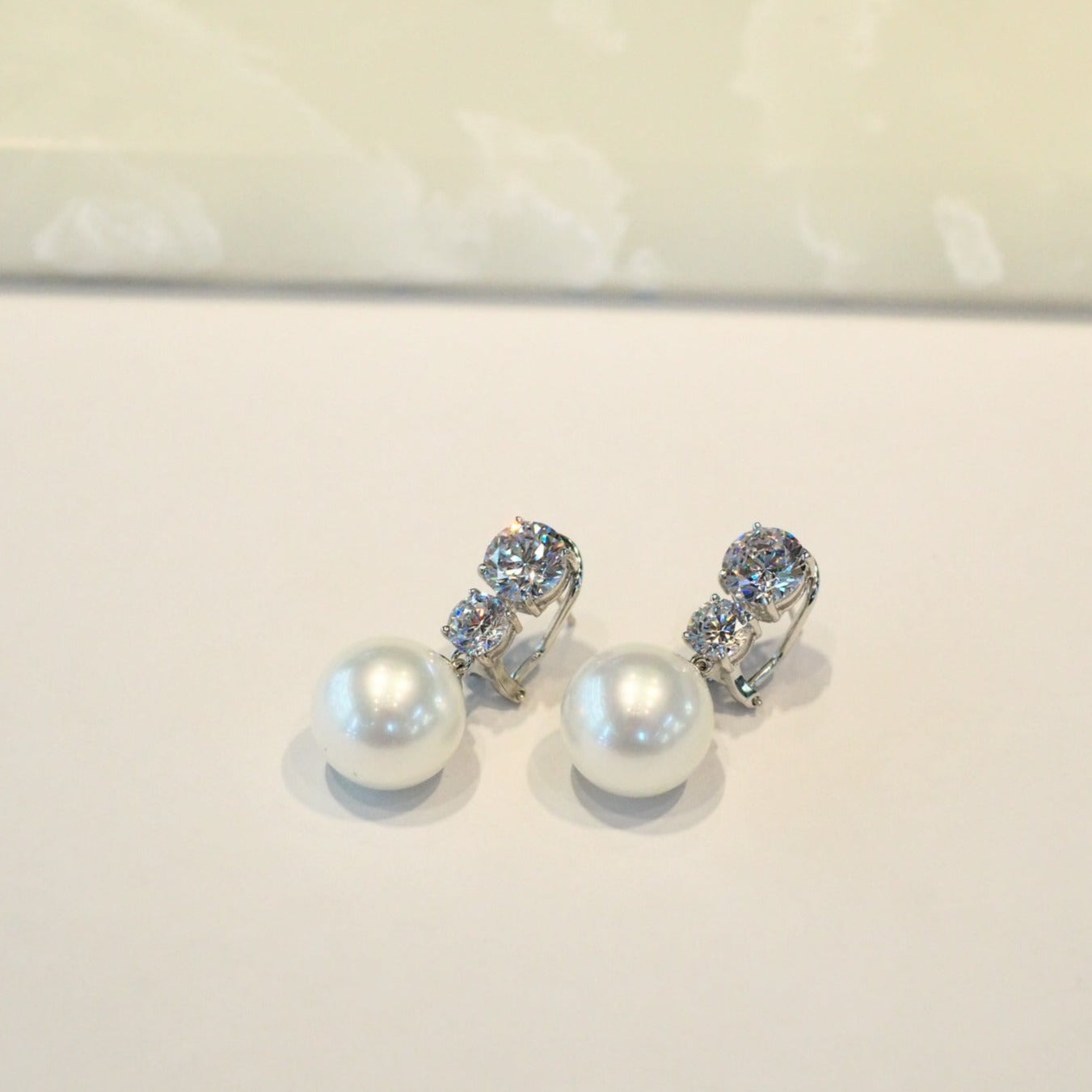 Glintz Pearl De'Fancy Double Drops Round Synthetic Pearl Earrings