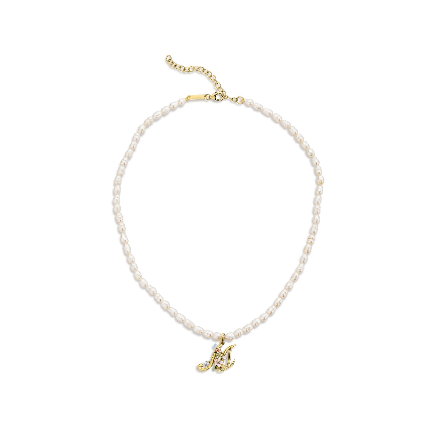Glintz Modern Tales initial necklace with option of 18K gold plated silver chain or pearl Fresh water Pearl necklace, enamel Monogram Necklace, Letter Necklace, Bridesmaid Gifts
