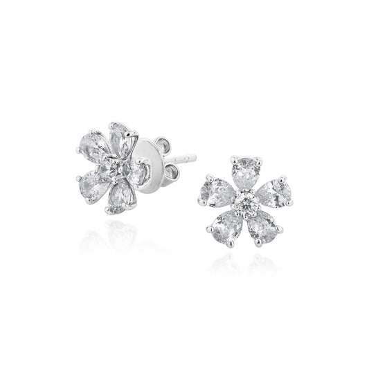 Glintz Fleur de lis Large Flower Stud Earrings 1.0cm