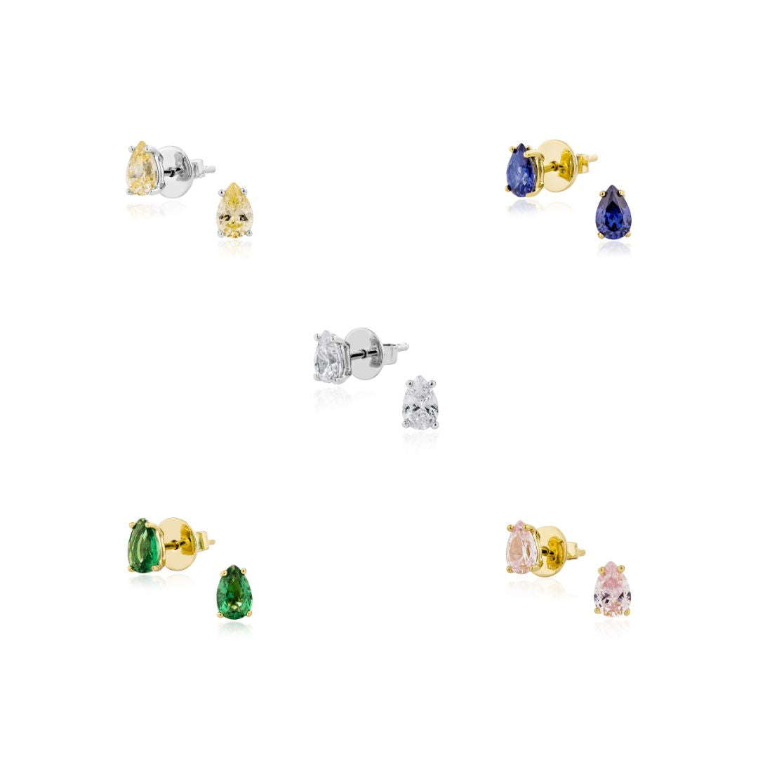 Glintz Bijoux Bisou Pear Cut Studs 4x6mm Earrings in Multi Color