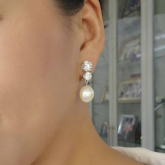 Glintz Pearl De'Fancy Double Drops Natural Fresh Water Baroque Pearl Earrings