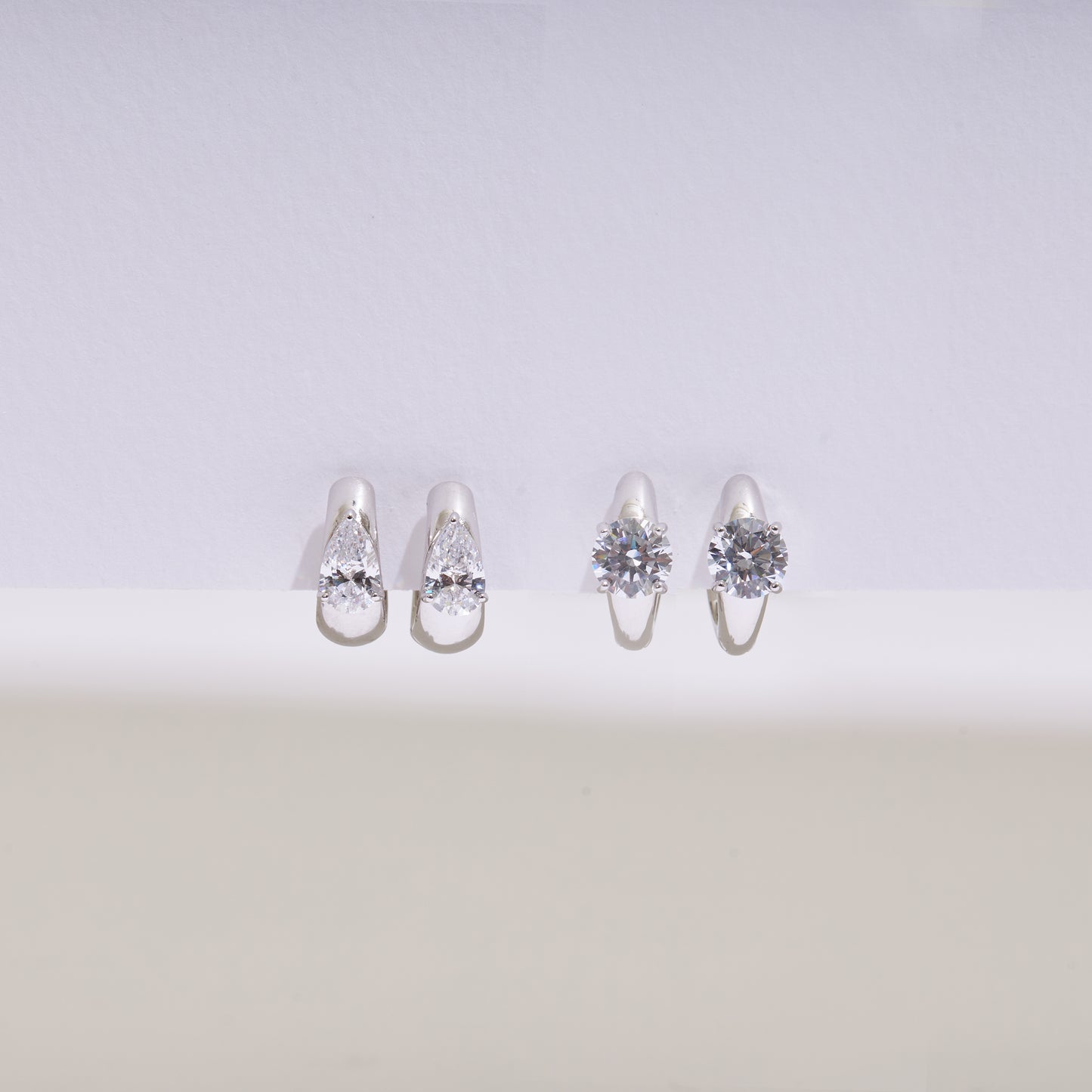 Glintz Astrid Pear Shaped Drop Diamond Huggies Earrings