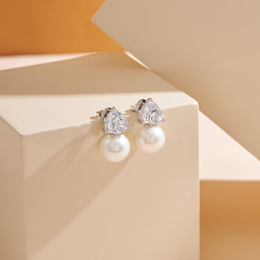 Glintz Pearl De'Fancy Trillion Drop Round Shell Pearl Earrings