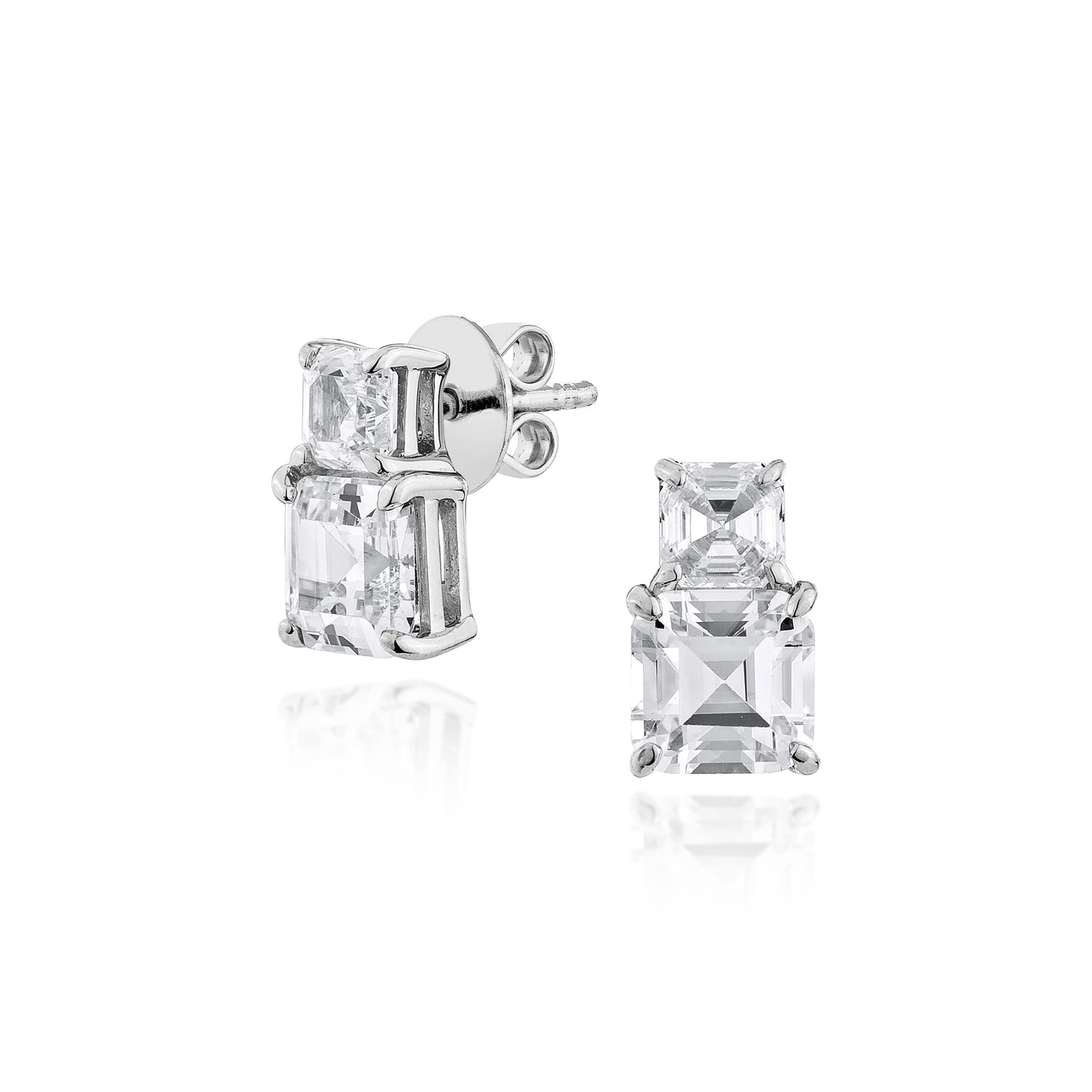 Glintz Tilda Double Asscher Cut Stud Earrings