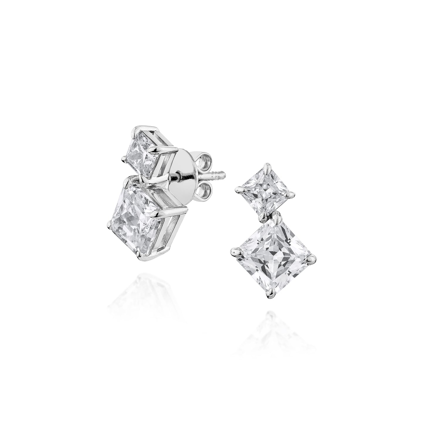 Glintz Tilda Double Princess Cut Stud Earrings