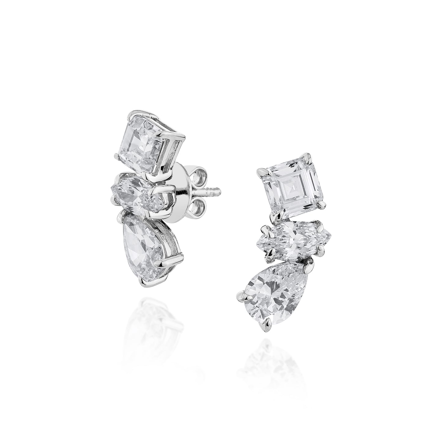 Glintz Tilda Triple Cushion Marquise Pear Cut Stud Earrings