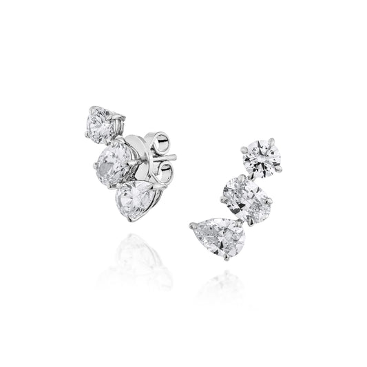 Glintz Tilda Triple Step Round Oval Pear Cut Stud Earrings