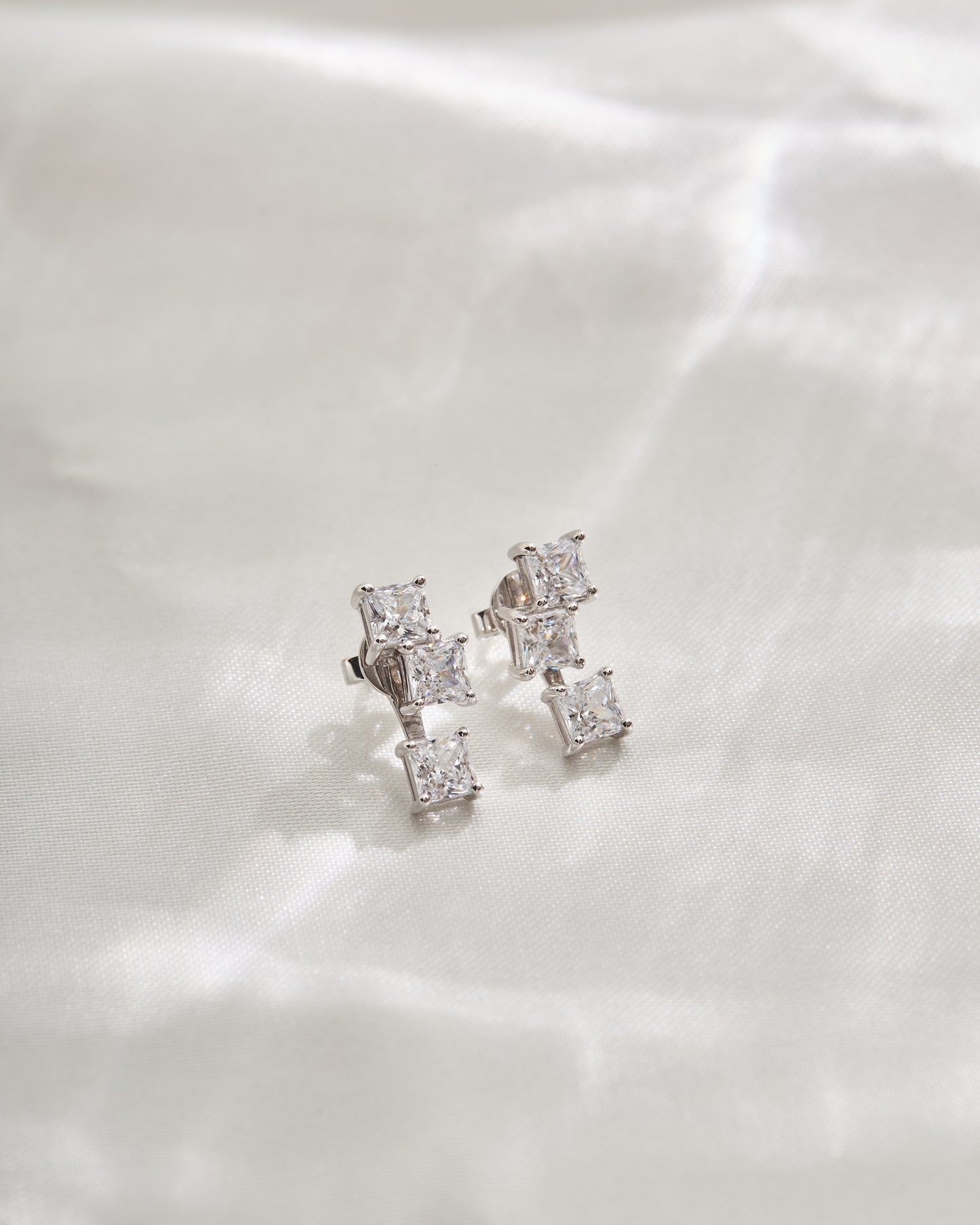 Glintz Geometric Grace Princess Cut Ear Climber