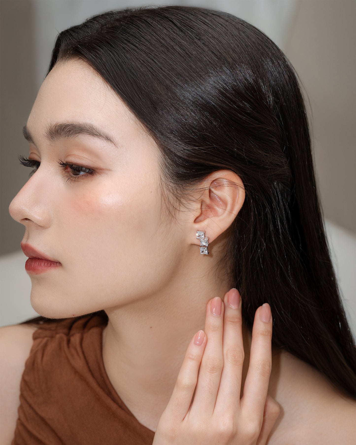 Glintz Geometric Grace Princess Cut Ear Climber