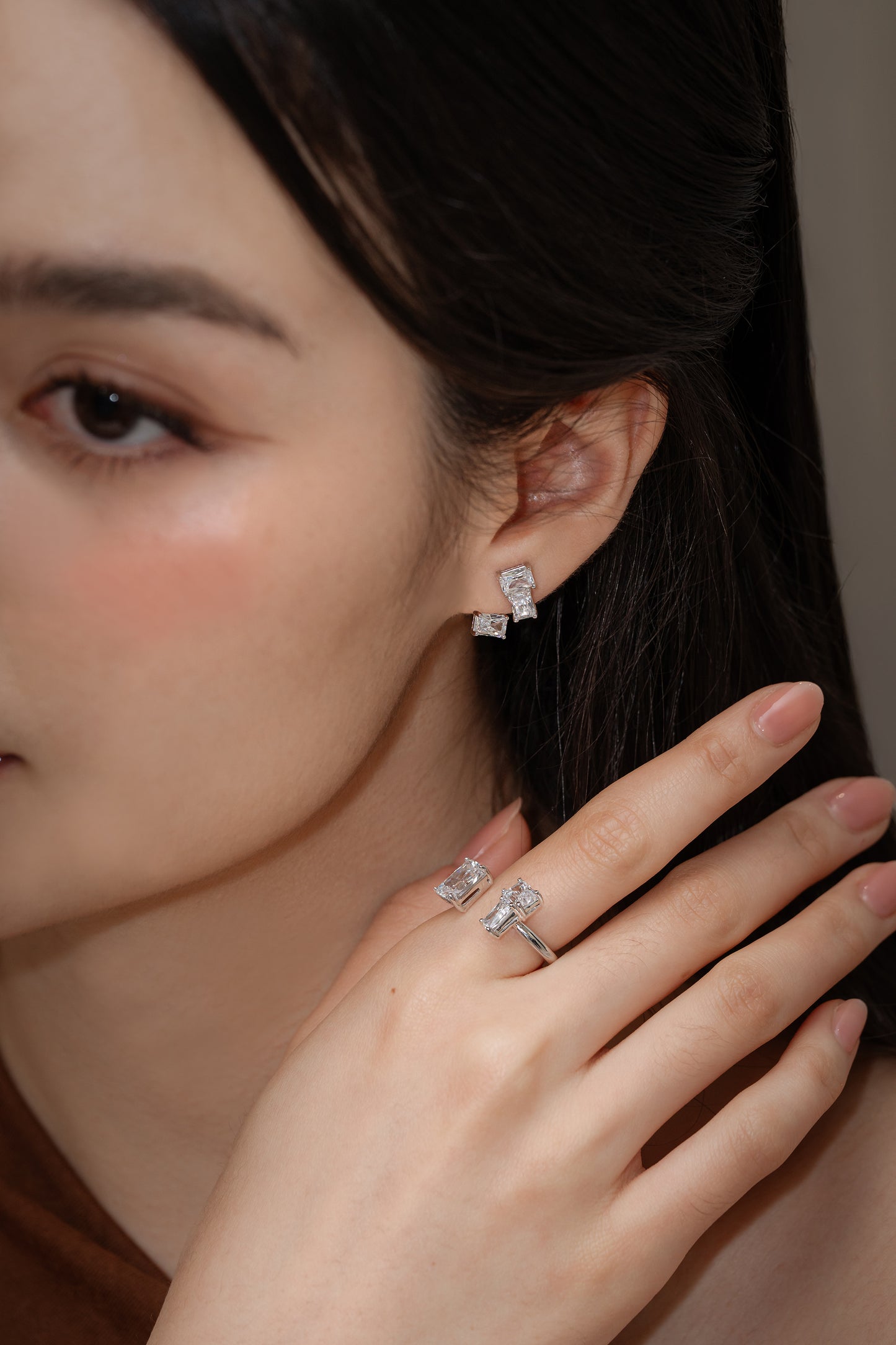 Glintz Geometric Grace Emerald Cut Ear Climber