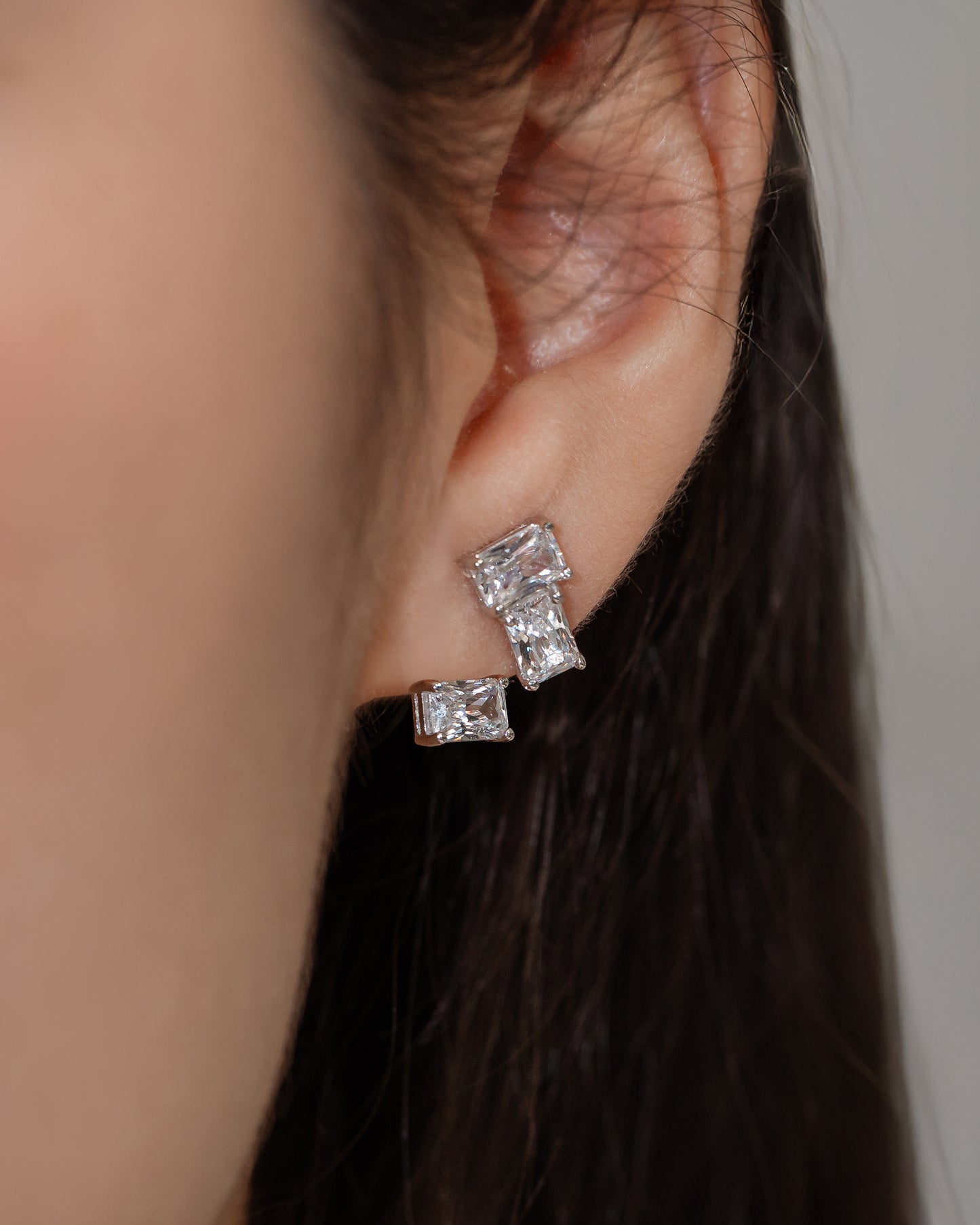 Glintz Geometric Grace Emerald Cut Ear Climber