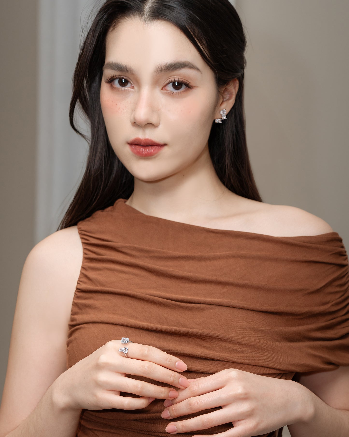 Glintz Geometric Grace Emerald Cut Ear Climber