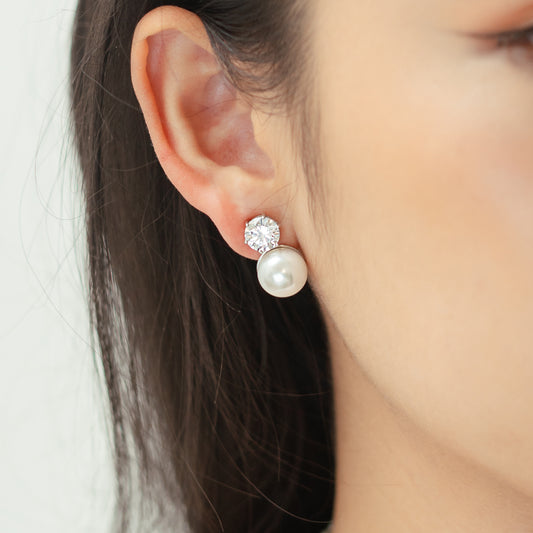 Glintz Pearl De'Fancy Single Drop Round Synthetic Pearl Earrings