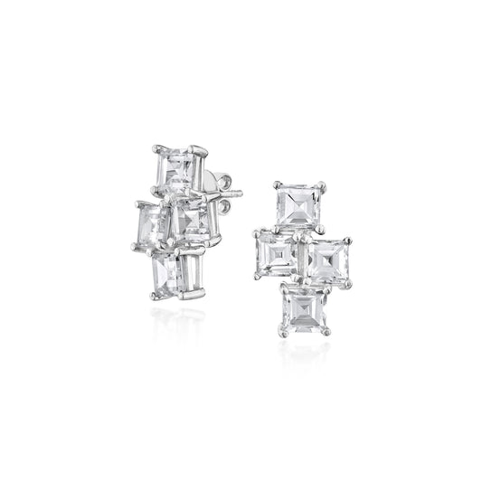 Glintz Geometric Grace Princess Cut Stud Earrings