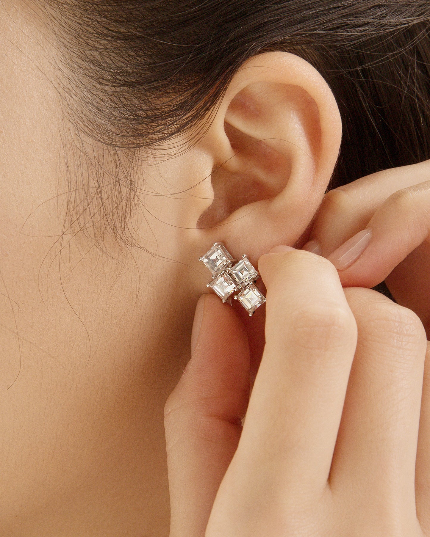 Glintz Geometric Grace Princess Cut Stud Earrings