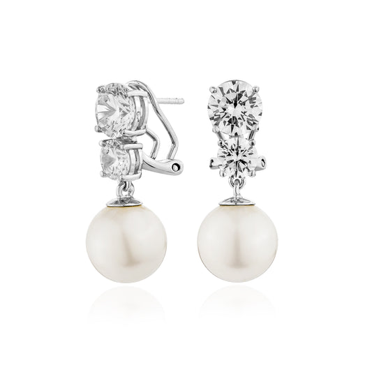 Glintz Pearl De'Fancy Double Drops Round Synthetic Pearl Earrings