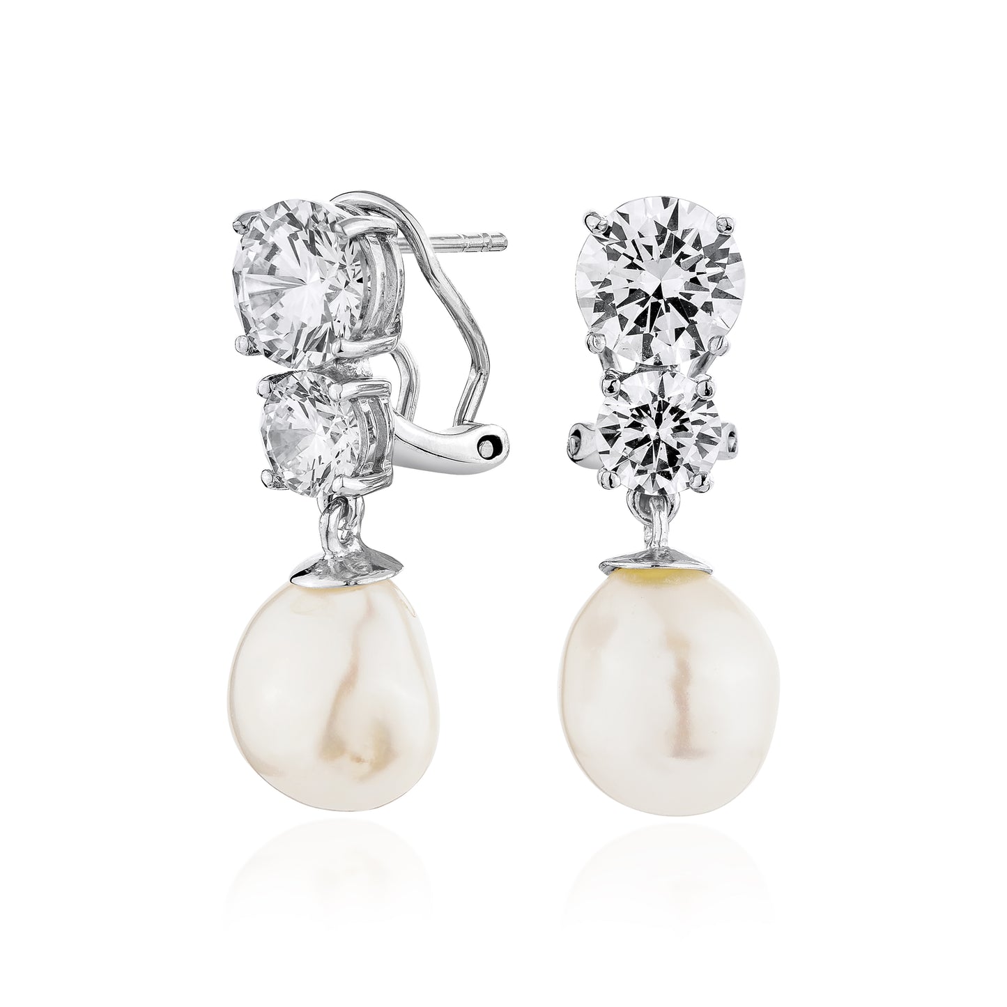 Glintz Pearl De'Fancy Double Drops Natural Fresh Water Baroque Pearl Earrings