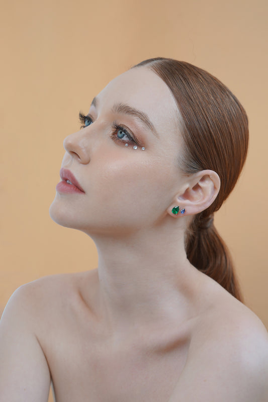 Glintz Bijoux Bisou Pear Cut Studs 4x6mm Earrings in Multi Color